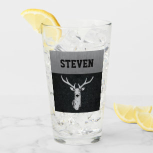 Tålig Hjort Hunting Buck Namn Silver Black Glaskopp