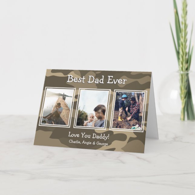 Tålig kamouflage 3 Photo Best Pappa någonsin Helgkort (Framsida)