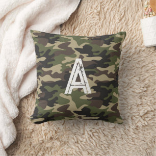 Tålig Monogram - första Grönten Brown Camouflage Kudde
