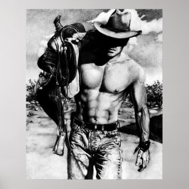 Tålig Perfekt Abs Cowboyta med sadeln Poster