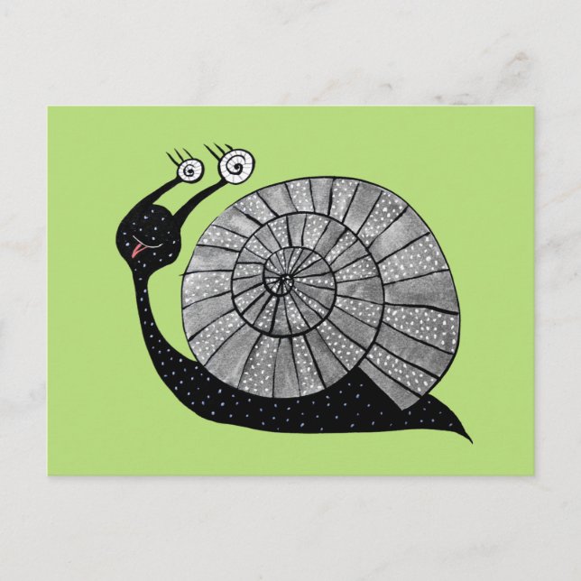Tålig Tecknad Snigel med Spiral Ögon Vykort (Framsida)