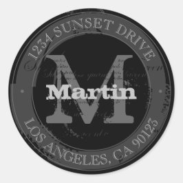 Tåligt utseende | Svart och Grått-Returadress Runt Klistermärke