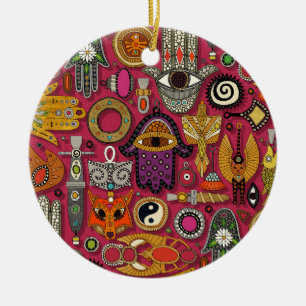 talismaner viva magenta julgransprydnad keramik