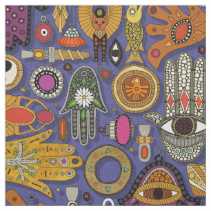 TALISMANS violet blue Fabric Tyg