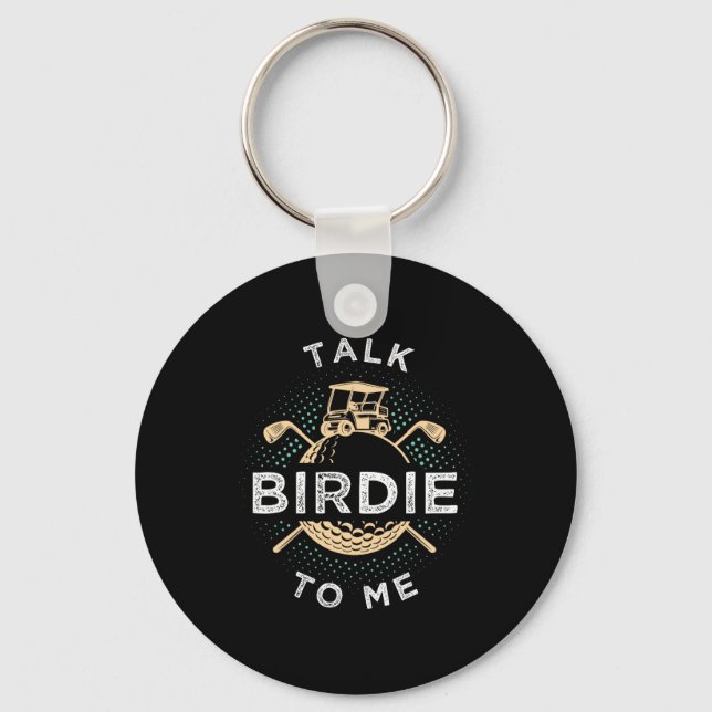 Talk Birdie To Me Funny Golf Player Pun Golfer  Nyckelring (Framsida)