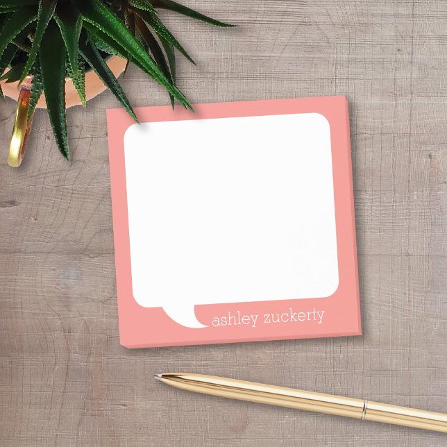 Talk Bubble Personlig Namn - CAN EDIT FÄRG Post-it Block (Talk Bubble Post-It Note personalized with your name. Available in several colors. )