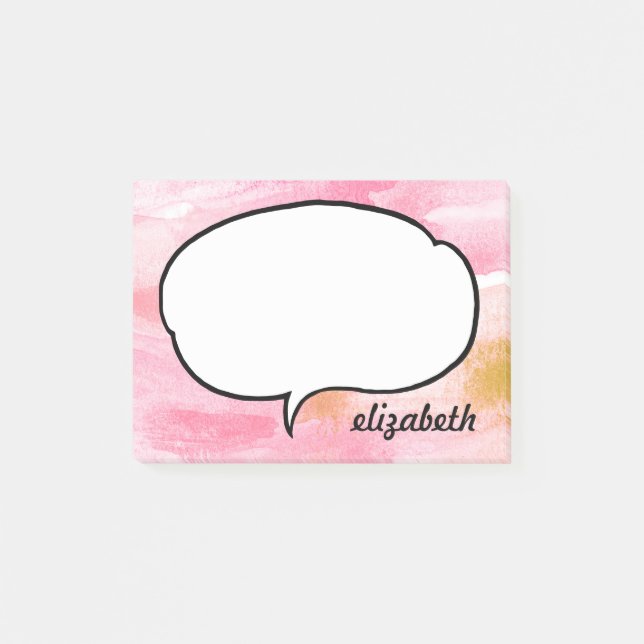 Talk Bubble Personlig Namn Post-it Block (Framsida)
