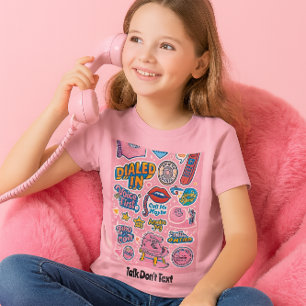 Talk Don't Text Retro Roterande Telefon Rosa  T Shirt