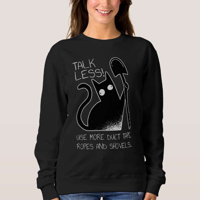 Talk Less Black Cat Funny Cats T Shirt (Framsida)
