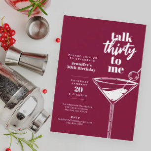 Talk Thirty To Me 30-års Martini Födelsedagsfest Inbjudningar