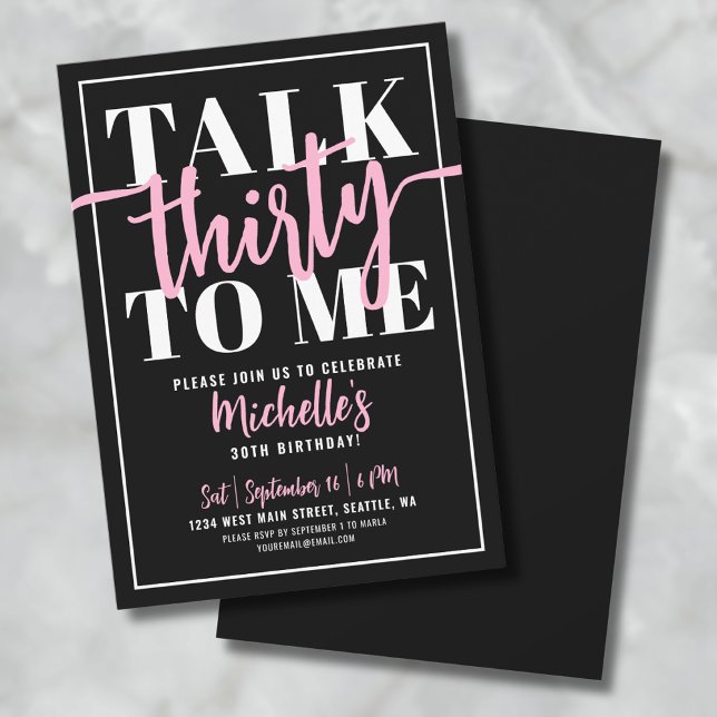 Talk Thirty To Me 30-årsfest Inbjudningar (alk Thirty To Me 30th Birthday Party Invitation)