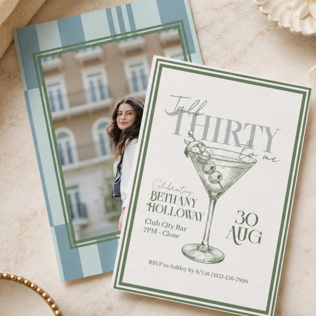 Talk Thirty To Me Martini Cocktail 30-årsfirande Inbjudningar (Talk Thirty To Me Martini Cocktail 30th Birthday Invitation)