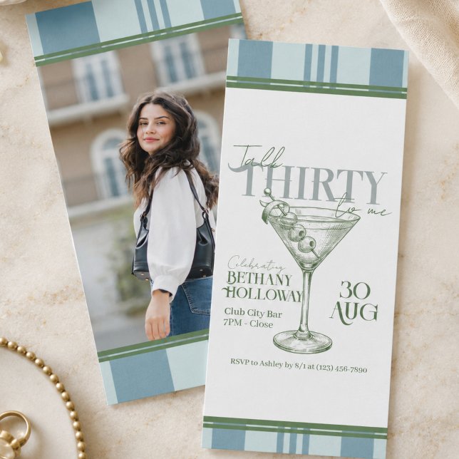 Talk Thirty To Me Martini Cocktail 30-årsfirande Inbjudningar (Talk Thirty To Me Martini Cocktail 30th Birthday Invitation)