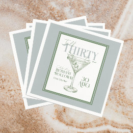 Talk Thirty To Me Martini Cocktail 30th Birthday Pappersservett