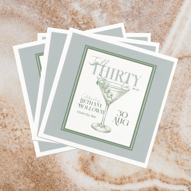Talk Thirty To Me Martini Cocktail 30th Birthday Pappersservett (Celebrate the big 3-0 with this stylish Talk Thirty To Me Martini Cocktail 30th Birthday Napkins! )