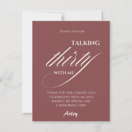 Talk thirty to me Minimalist 30th Birthday Party Tack Kort
