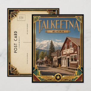 Talkeetna Alaska Vintage Art Deco Guldåldern Vykort