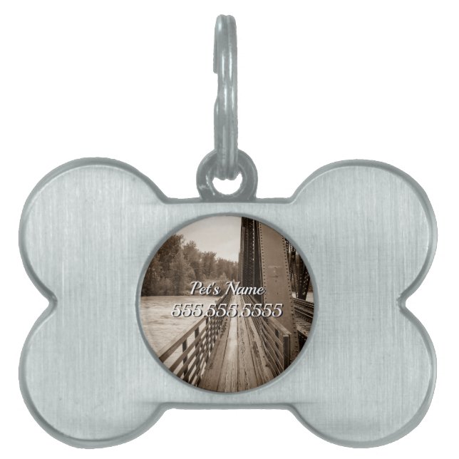 Talkeetna Railroad Bridge Walkway Pet Namn bricka (Framsidan)