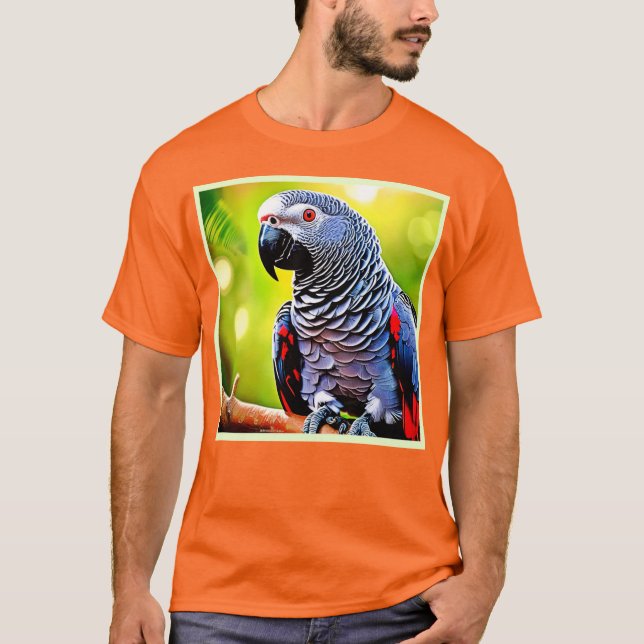 Talking African Grått Parrot T Shirt (Framsida)