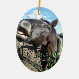 Talking Brown Horse Julgransprydnad Keramik