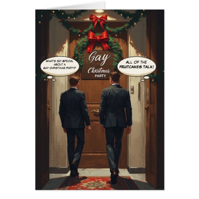 Talking Fruitcake-fest: Roligt HBTQ-julkort OBS Kort (Framsidan)