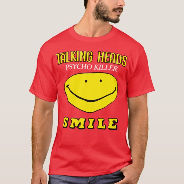 Talking Heads Psycho Killer Smiley Mörk New Wave D T Shirt (Framsida)