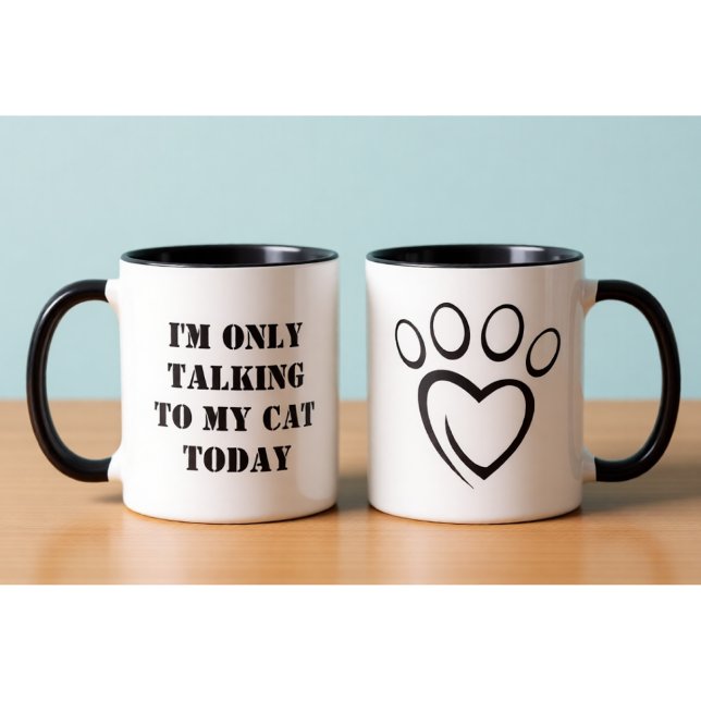 Talking to My Cat Today Funny Introvert Office Mug Mugg (Skapare uppladdad)