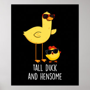 Tall Anka och Hensome Funny Animal Pun Mörk BG Poster