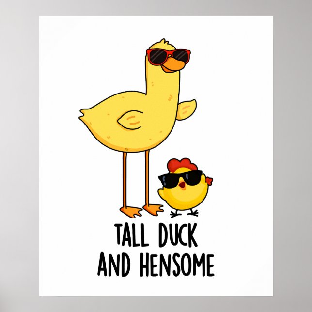 Tall Anka och Hensome Funny Animal Pun Poster (Framsidan)
