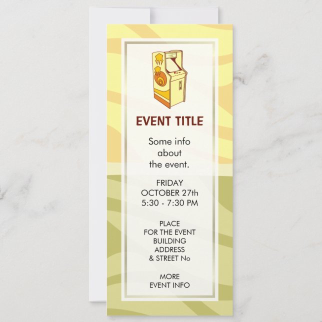 Tall Arcade Games Console Inbjudningar (Baksida)