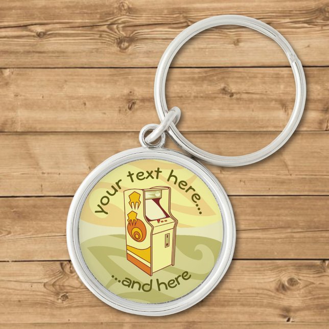 Tall Arcade-spelkonsolnyckelkedja Rund Silverfärgad Nyckelring (Skapare uppladdad)