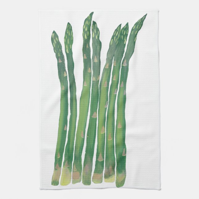 Tall Asparagus på vita kökshanddukar (Vertikal)
