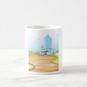 Tall Blue Byggnad Mugg