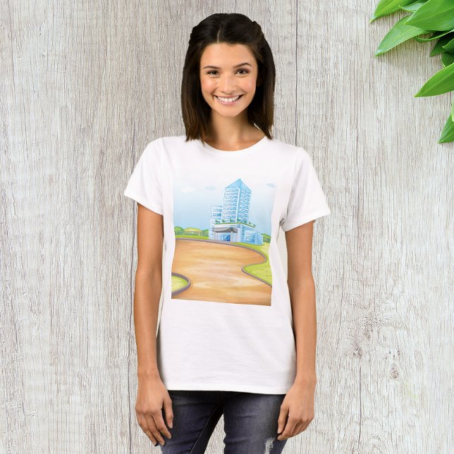 Tall Blue Byggnad Womens T-Shirt (Skapare uppladdad)