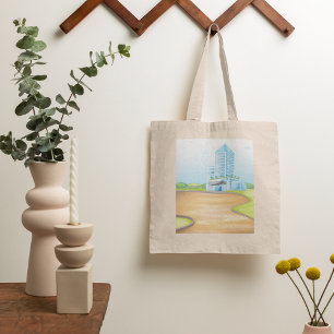 Tall Blue City Byggnad Tote Bag Tygkasse