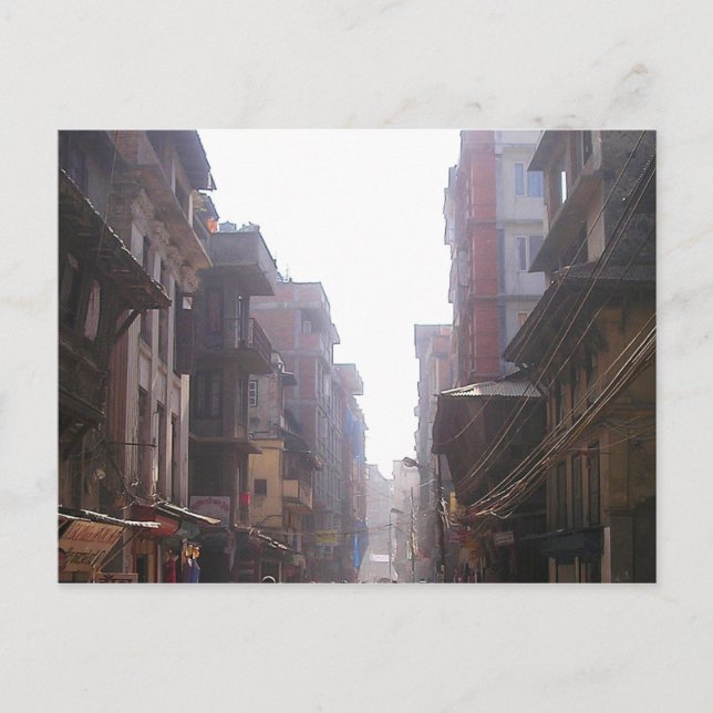 Tall Byggnad, City Street, Kathmandu, Nepal Vykort (Framsida)