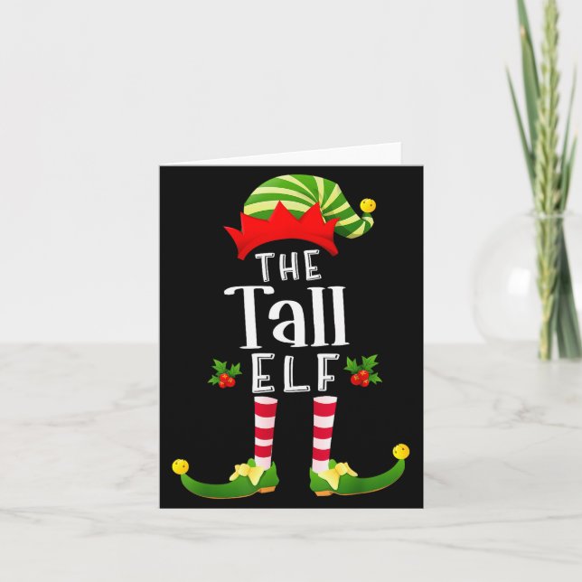 Tall Christmas Elf Matching Pajama X-mas Party  Kort (Framsida)