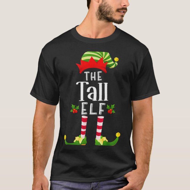 Tall Christmas Elf Matching Pajama X-mas Party  T Shirt (Framsida)