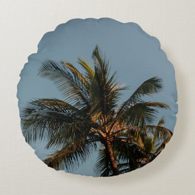 Tall coconut träd rund kudde (Framsidan)