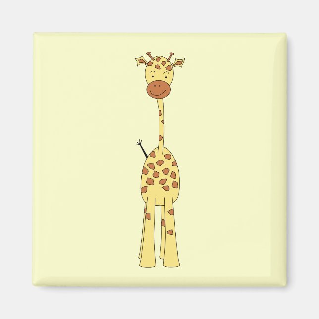 Tall Cute Giraffe. Tecknad Animal. Magnet (Framsidan)