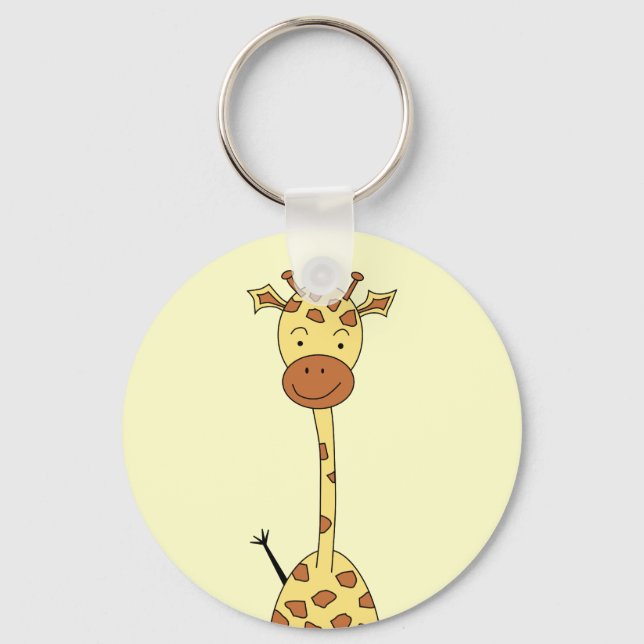 Tall Cute Giraffe. Tecknad Animal. Nyckelring (Framsida)