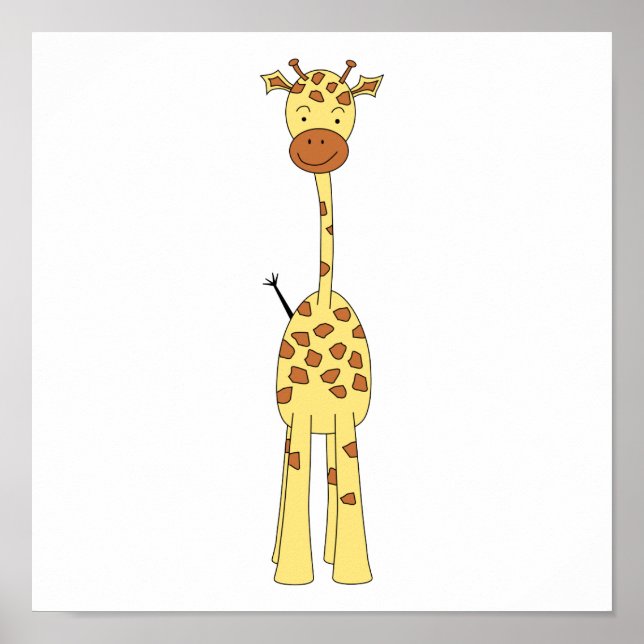 Tall Cute Giraffe. Tecknad Animal. Poster (Framsidan)