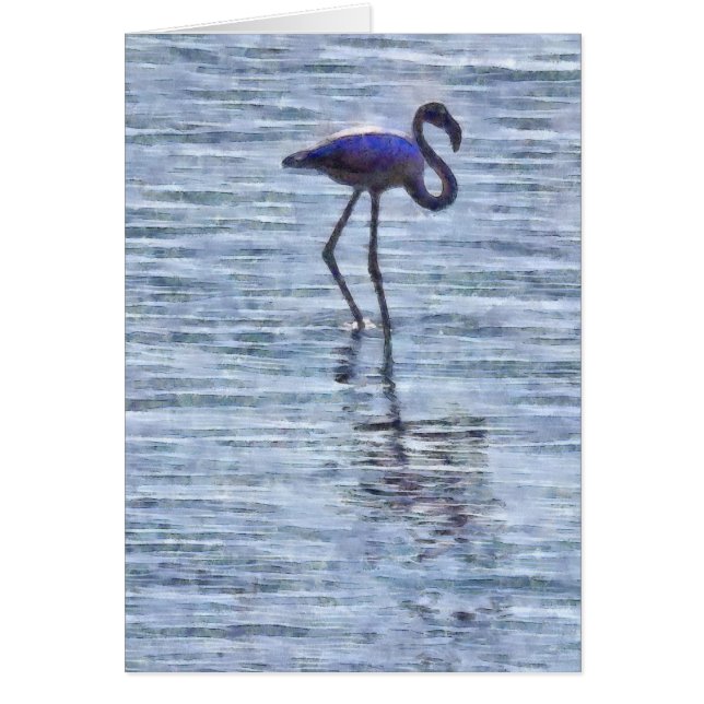 Tall Flamingo Watercolor Hälsningskort (Framsidan)