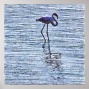 Tall Flamingo Watercolor Poster