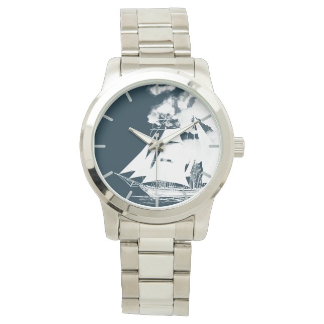 Tall Frakt & Clouds Nautical Armbandsur (Framsida)