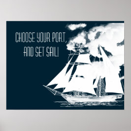 Tall Frakt & Clouds Nautical Poster