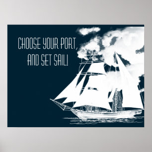 Tall Frakt & Clouds Nautical Poster