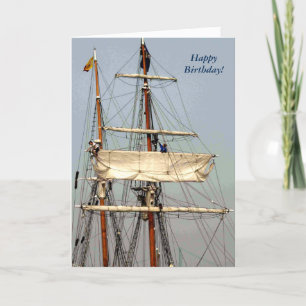Tall Frakt Seamen Furl Sails Birthday Card Kort