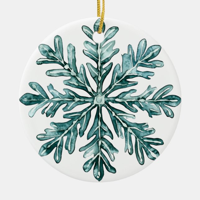Tall Frost Snöflinga Ornament | Grön Vinter Jul (Framsidan)