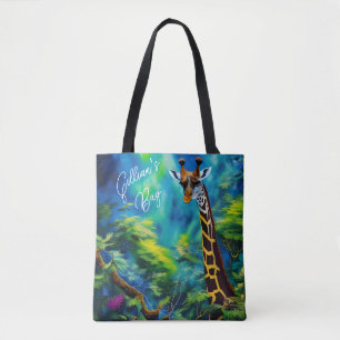 Tall Giraffe in träd *Personalize* Tygkasse